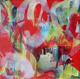 VENICE SERIES: Casalinghe (rosso, no. 1); 12" x 12" (30 x 30 cm), Mixed Media/Canvas, 2004